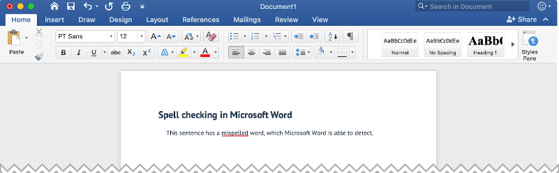 office word 16 for mac misspelled word are correct?